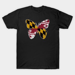 Maryland Flag Butterfly Butterflies Art Vintage Graphic T-Shirt